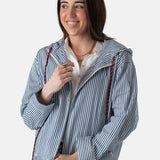 Yerse – 44813-256 – Sudadera azul de rayas con capucha y bolsillos 100% algodón - Mujer