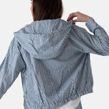 Yerse – 44813-256 – Sudadera azul de rayas con capucha y bolsillos 100% algodón - Mujer