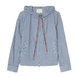 Yerse – 44813-256 – Sudadera azul de rayas con capucha y bolsillos 100% algodón - Mujer