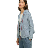 Yerse – 44813-256 – Sudadera azul de rayas con capucha y bolsillos 100% algodón - Mujer