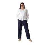Yerse – 44816-55 – Pantalones rectos azul marino con bolsillos 100% téncel - Mujer