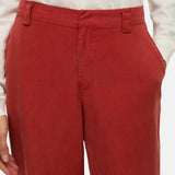 Yerse – 44816-81 – Pantalones rectos rojos con bolsillos 100% téncel - Mujer