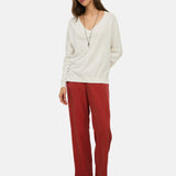 Yerse – 44816-81 – Pantalones rectos rojos con bolsillos 100% téncel - Mujer