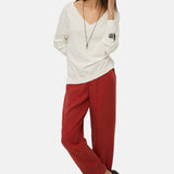 Yerse – 44816-81 – Pantalones rectos rojos con bolsillos 100% téncel - Mujer