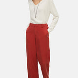Yerse – 44816-81 – Pantalones rectos rojos con bolsillos 100% téncel - Mujer