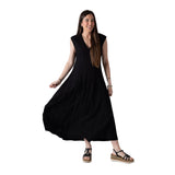 Yerse - 44822-37 – Vestido negro sin mangas con efecto arrugado y forro de algodón - Mujer