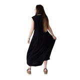 Yerse - 44822-37 – Vestido negro sin mangas con efecto arrugado y forro de algodón - Mujer