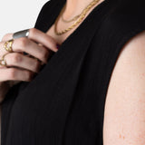 Yerse - 44822-37 – Vestido negro sin mangas con efecto arrugado y forro de algodón - Mujer