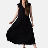 Yerse - 44822-37 – Vestido negro sin mangas con efecto arrugado y forro de algodón - Mujer