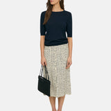 Yerse - 44827-102 – Falda midi estampada de crepe 100% viscosa - Mujer
