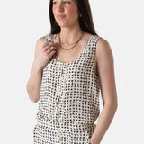 Yerse - 44831-102 – Top de tirantes de crepe 100% viscosa con escote redondo y botones - Mujer