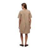 Yerse - 44836-24 – Vestido corto camisero con bolsillos verde caqui de popelín 100% algodón - Mujer