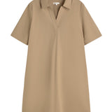 Yerse - 44836-24 – Vestido corto camisero con bolsillos verde caqui de popelín 100% algodón - Mujer