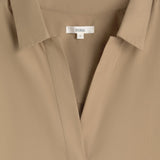 Yerse - 44836-24 – Vestido corto camisero con bolsillos verde caqui de popelín 100% algodón - Mujer