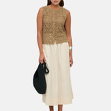 Yerse – 44837-2 – Falda midi de popelín 100% algodón de color crudo - Mujer