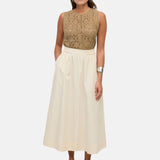 Yerse – 44837-2 – Falda midi de popelín 100% algodón de color crudo - Mujer