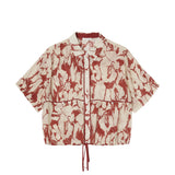 Yerse – 44840-181 – Camisa estampada de manga corta con lazo en el bajo - Mujer
