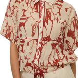 Yerse – 44840-181 – Camisa estampada de manga corta con lazo en el bajo - Mujer