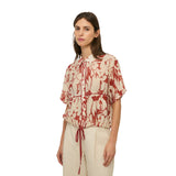 Yerse – 44840-181 – Camisa estampada de manga corta con lazo en el bajo - Mujer