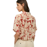 Yerse – 44840-181 – Camisa estampada de manga corta con lazo en el bajo - Mujer