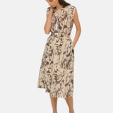 Yerse – 44842-113 – Vestido estampado midi con forro sin mangas - Mujer