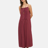Yerse – 44847-288 – Vestido color berenjena de tirantes con escote recto y forro interior - Mujer