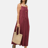 Yerse – 44847-288 – Vestido color berenjena de tirantes con escote recto y forro interior - Mujer