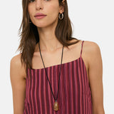 Yerse – 44847-288 – Vestido color berenjena de tirantes con escote recto y forro interior - Mujer