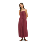Vestido granate de rayas largo Yerse para mujer Konestilochic