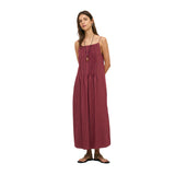 Vestido granate de rayas largo Yerse para mujer Konestilochic