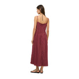 Yerse – 44847-288 – Vestido color berenjena de tirantes con escote recto y forro interior - Mujer