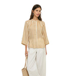 Camisa Yerse beige de rayas para mujer elegante Konestilochic