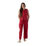 Yerse - 44850-79 – Pantalones color fresa 100% lino con forro de algodón y cintura elástica ajustable - Mujer