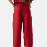 Yerse - 44850-79 – Pantalones color fresa 100% lino con forro de algodón y cintura elástica ajustable - Mujer