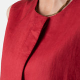 Yerse - 44851-79 – Chaleco rojo fresa 100% lino con forro de algodón y escote redondo - Mujer