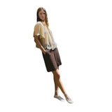 Yerse – 44852-13 – Bermudas marrones con bolsillos 100% lino - Mujer