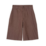 Yerse – 44852-13 – Bermudas marrones con bolsillos 100% lino - Mujer