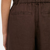 Yerse – 44852-13 – Bermudas marrones con bolsillos 100% lino - Mujer