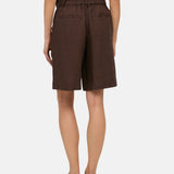 Yerse – 44852-13 – Bermudas marrones con bolsillos 100% lino - Mujer
