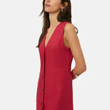 Yerse – 44853-79 – Vestido corto sin mangas 100% lino rojo frambuesa - Mujer