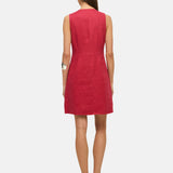 Yerse – 44853-79 – Vestido corto sin mangas 100% lino rojo frambuesa - Mujer