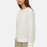 Yerse – 44854-1 – Camisa blanca de manga larga 100% cáñamo - Mujer