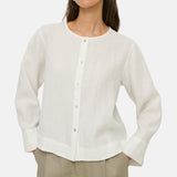 Yerse – 44854-1 – Camisa blanca de manga larga 100% cáñamo - Mujer