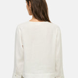 Yerse – 44854-1 – Camisa blanca de manga larga 100% cáñamo - Mujer
