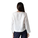 Yerse – 44854-1 – Camisa blanca de manga larga 100% cáñamo - Mujer