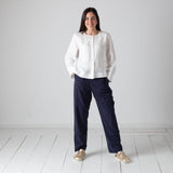 Yerse – 44854-1 – Camisa blanca de manga larga 100% cáñamo - Mujer