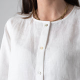 Yerse – 44854-1 – Camisa blanca de manga larga 100% cáñamo - Mujer