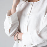 Yerse – 44854-1 – Camisa blanca de manga larga 100% cáñamo - Mujer