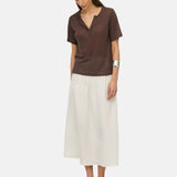 Yerse – 44861-1 – Falda midi blanca de cáñamo - Mujer