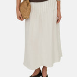 Yerse – 44861-1 – Falda midi blanca de cáñamo - Mujer